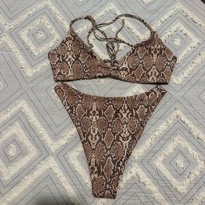 Skatie Tan Snake Print Bikini